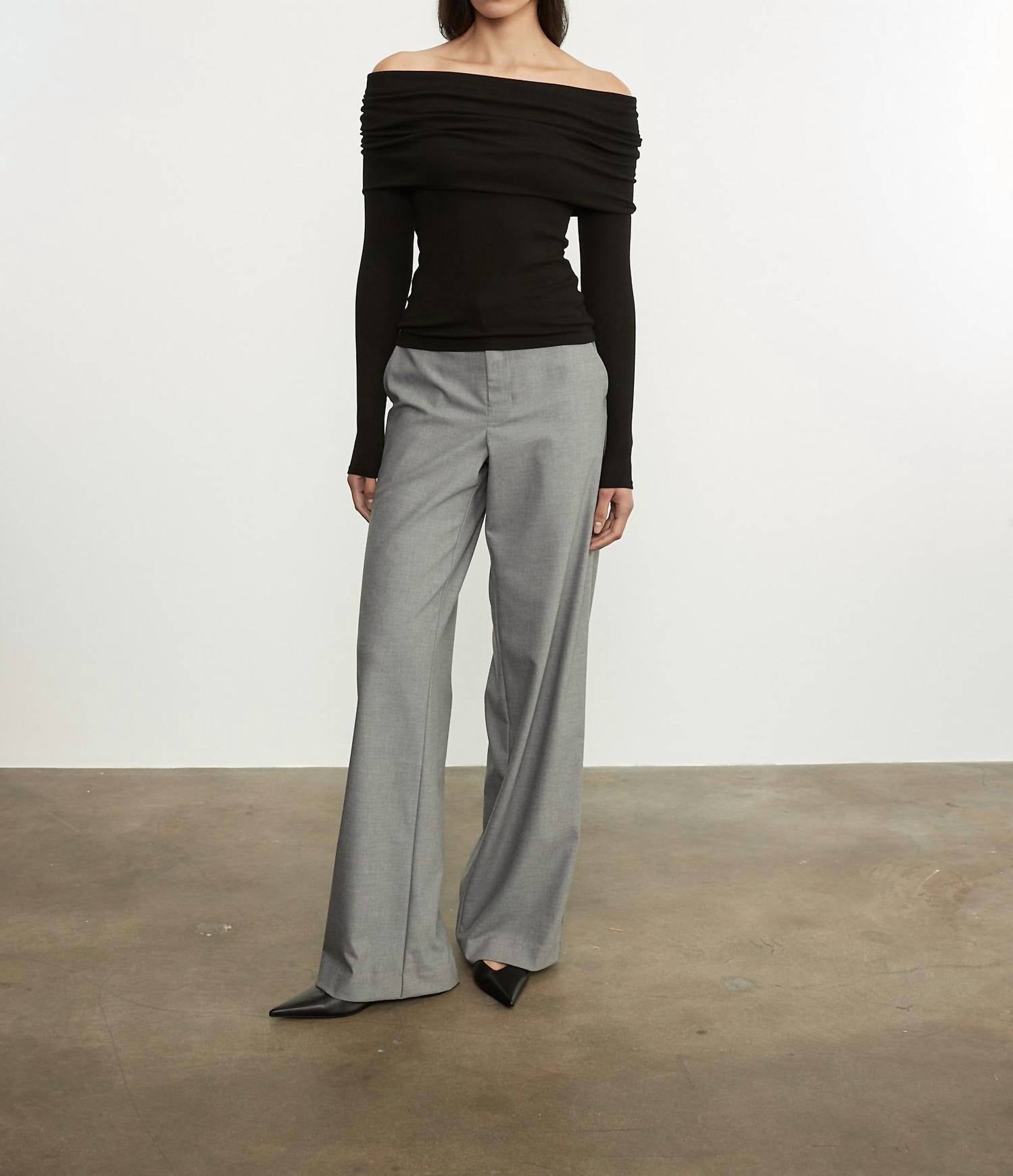 Enza Costa - SILK RIB LONG SLEEVE OFF-SHOULDER TOP