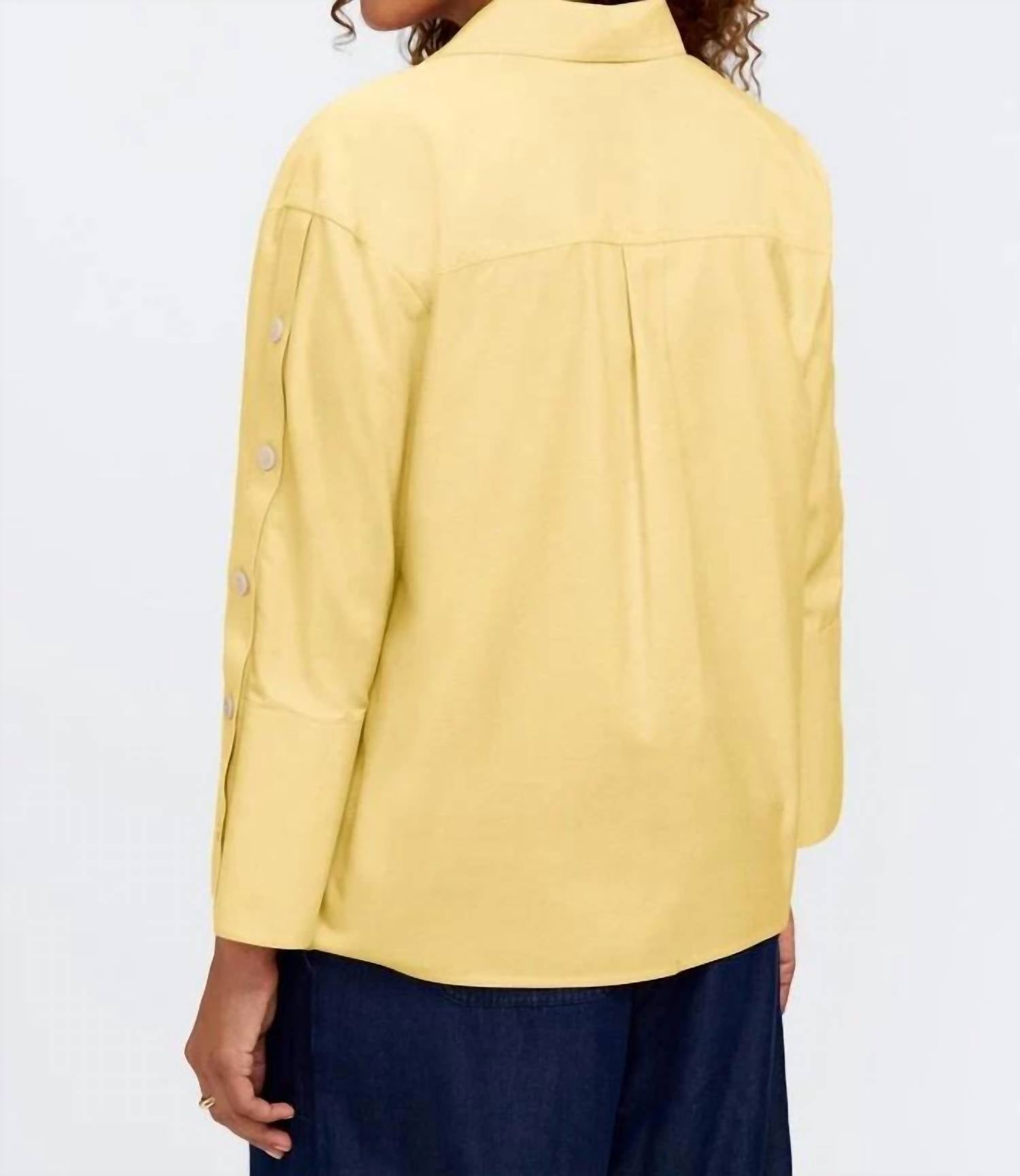 Foxcroft - Lainey Button 3/4 Sleeve Detail Popover Top