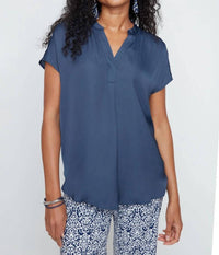 Renuar - Woven Short Sleeve V-neck Blouse