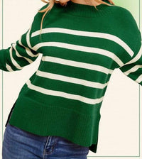 La Miel - Super Soft Striped Mock Neck Loose Fit Sweater