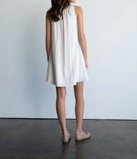 Elle Grey Simplicity Crew Neck A Line Mini Dress in white - women's dress - detail view