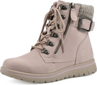 Cliffs by WHITE MOUNTAIN Women's Hearty Ankle Boots in pale pink fabric sweater - women's shoe - detail view