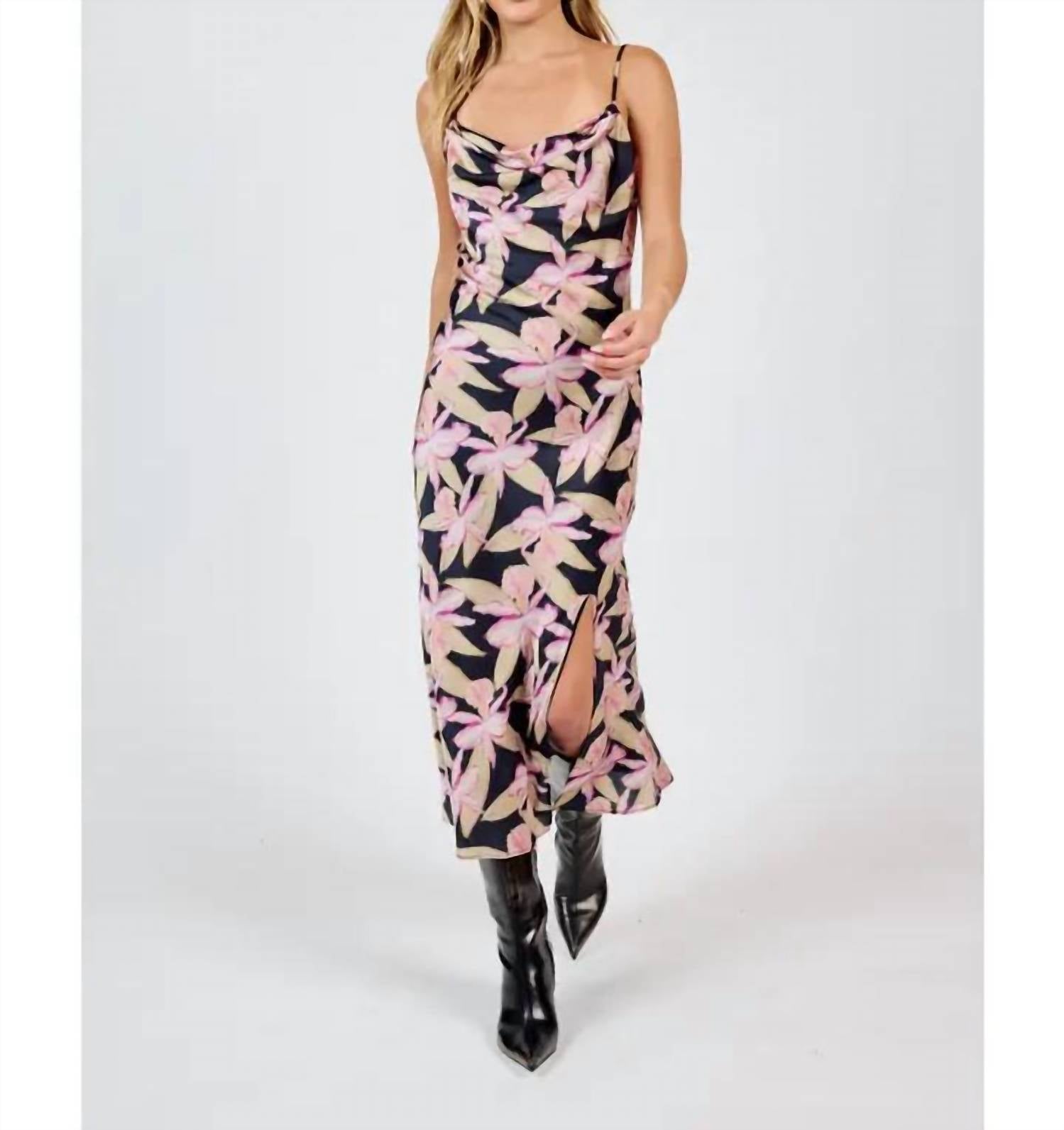 Sadie & Sage - Candlelight Cowl Neck Midi Dress With Slit