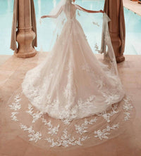 Demetrios - Beaded Lace Tulle Gown