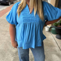 Umgee - Smocked Puff Sleeve Top