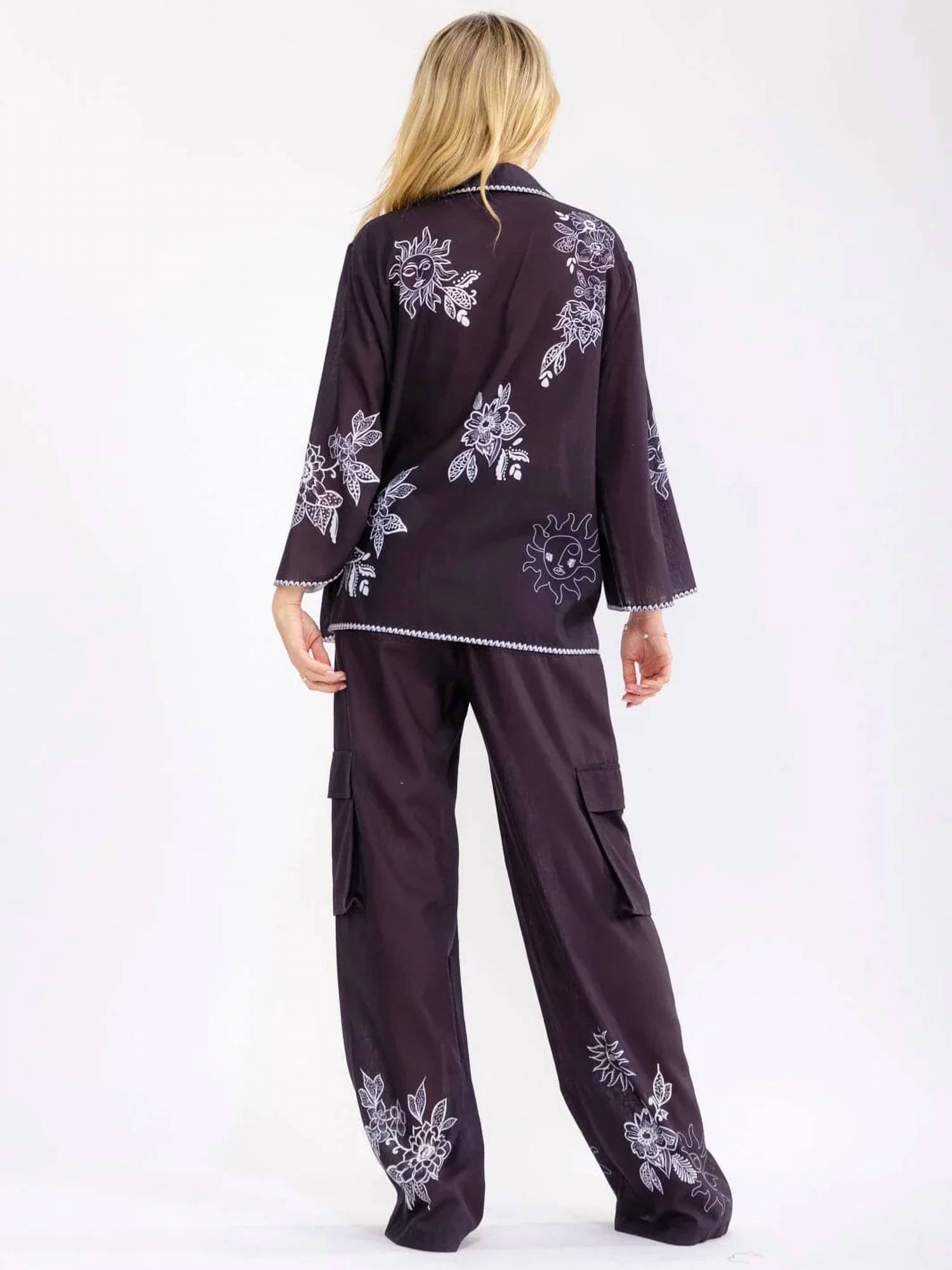 Little Secret Of Mine - Embroidered Wide Leg Pant Set