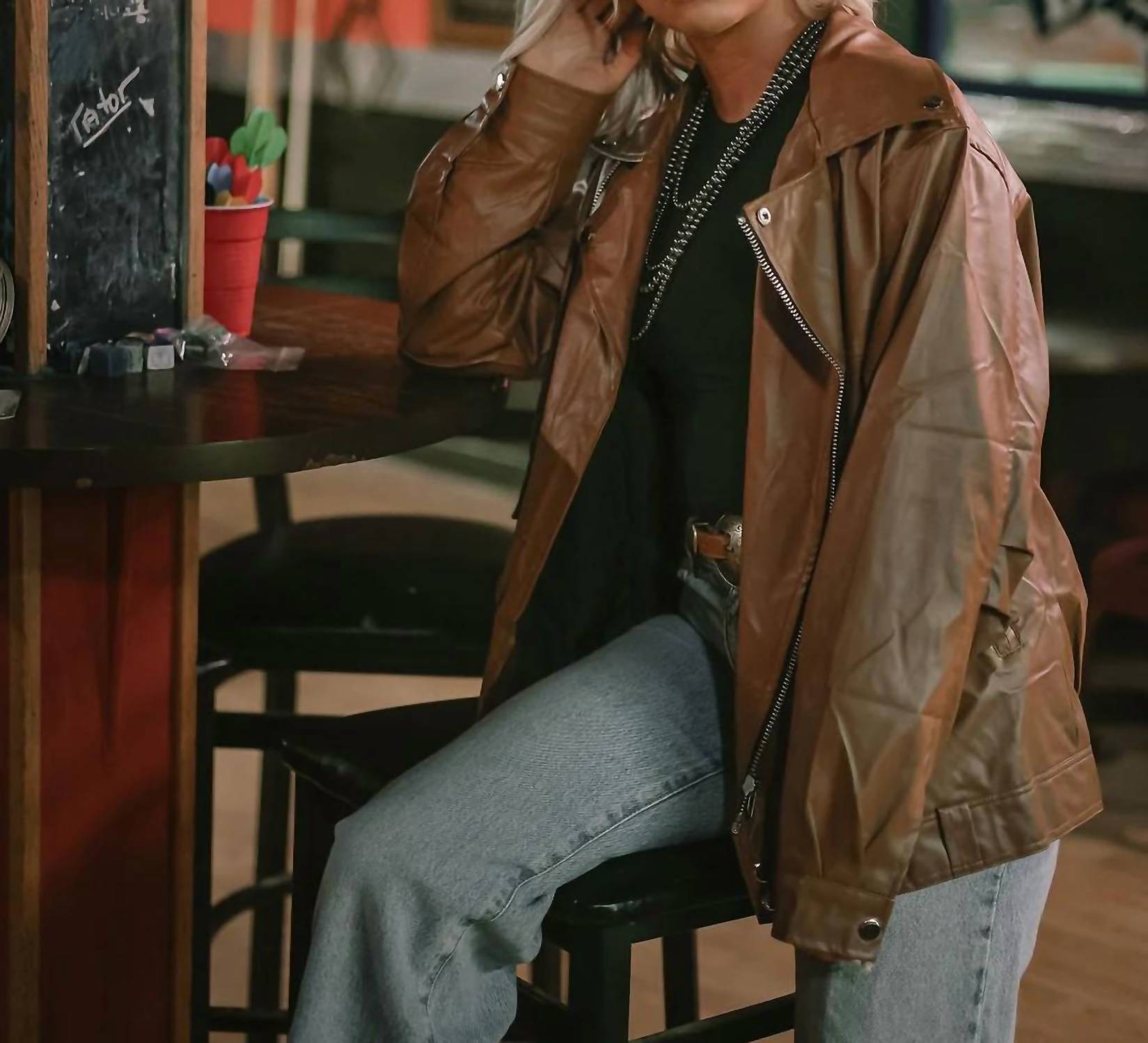 With Love, Molly - Ollie Oversized Vegan Leather Western Moto Jacket