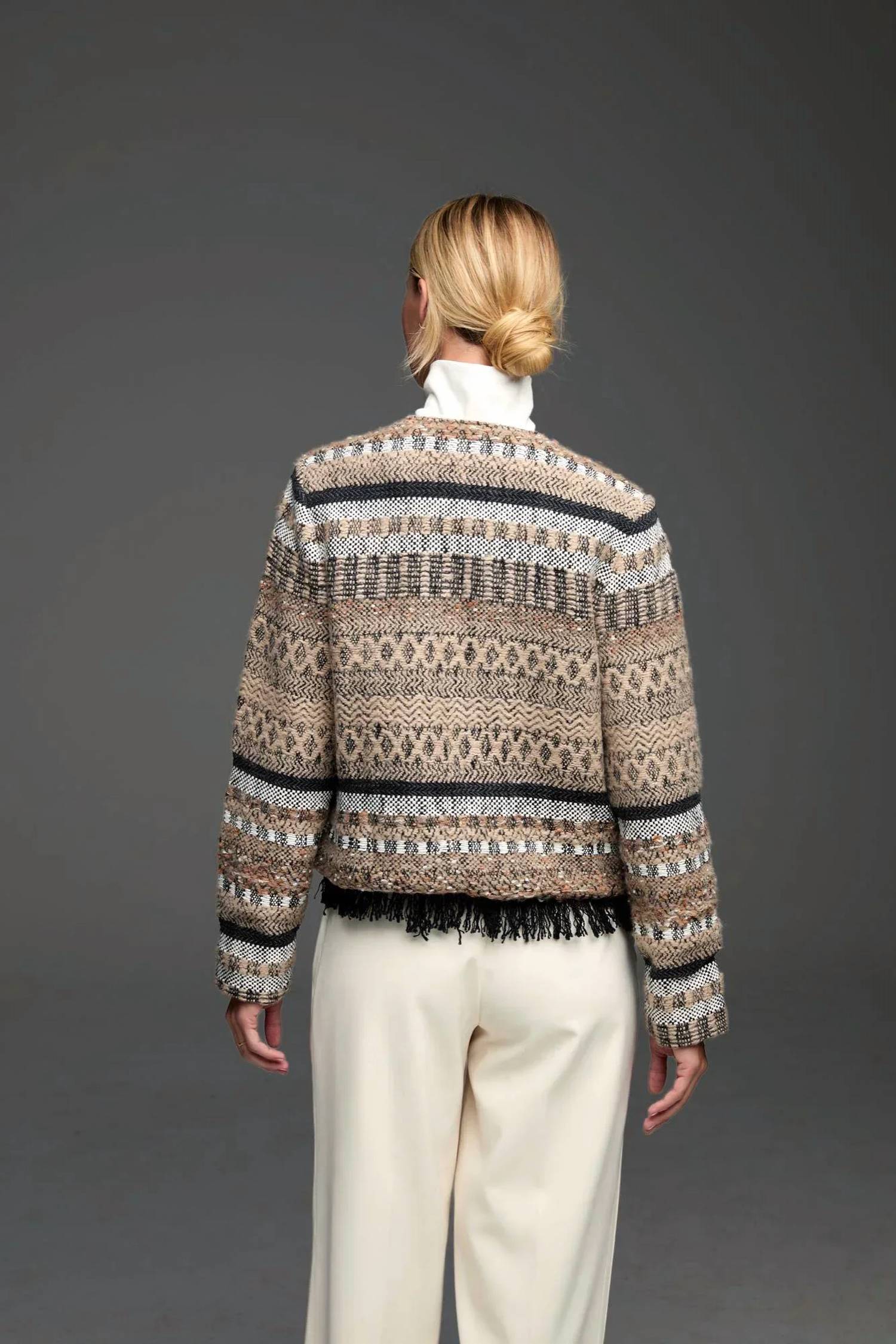 Nic + Zoe - Knit Weaving Trimmed Jacket