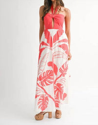Mable - Placement Printed Halter Maxi Dress