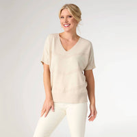 Coco + Carmen - Lightweight Heavenly-luxe Short Sleeve V-neck Sweater