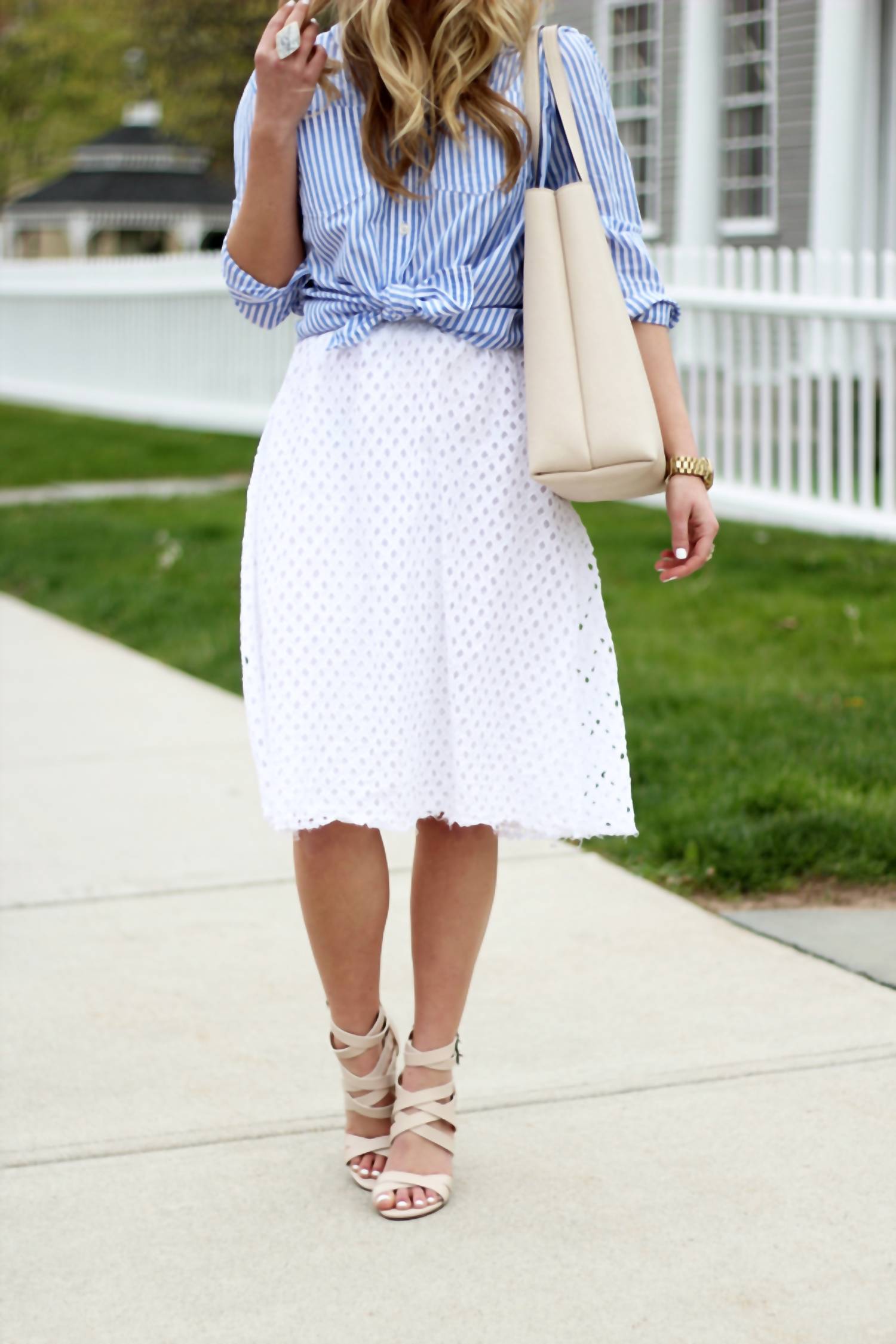 Roz & Ali - Eyelet Midi Skirt