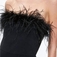 Alice + Olivia - Women's Feather Trim Jumpsuit