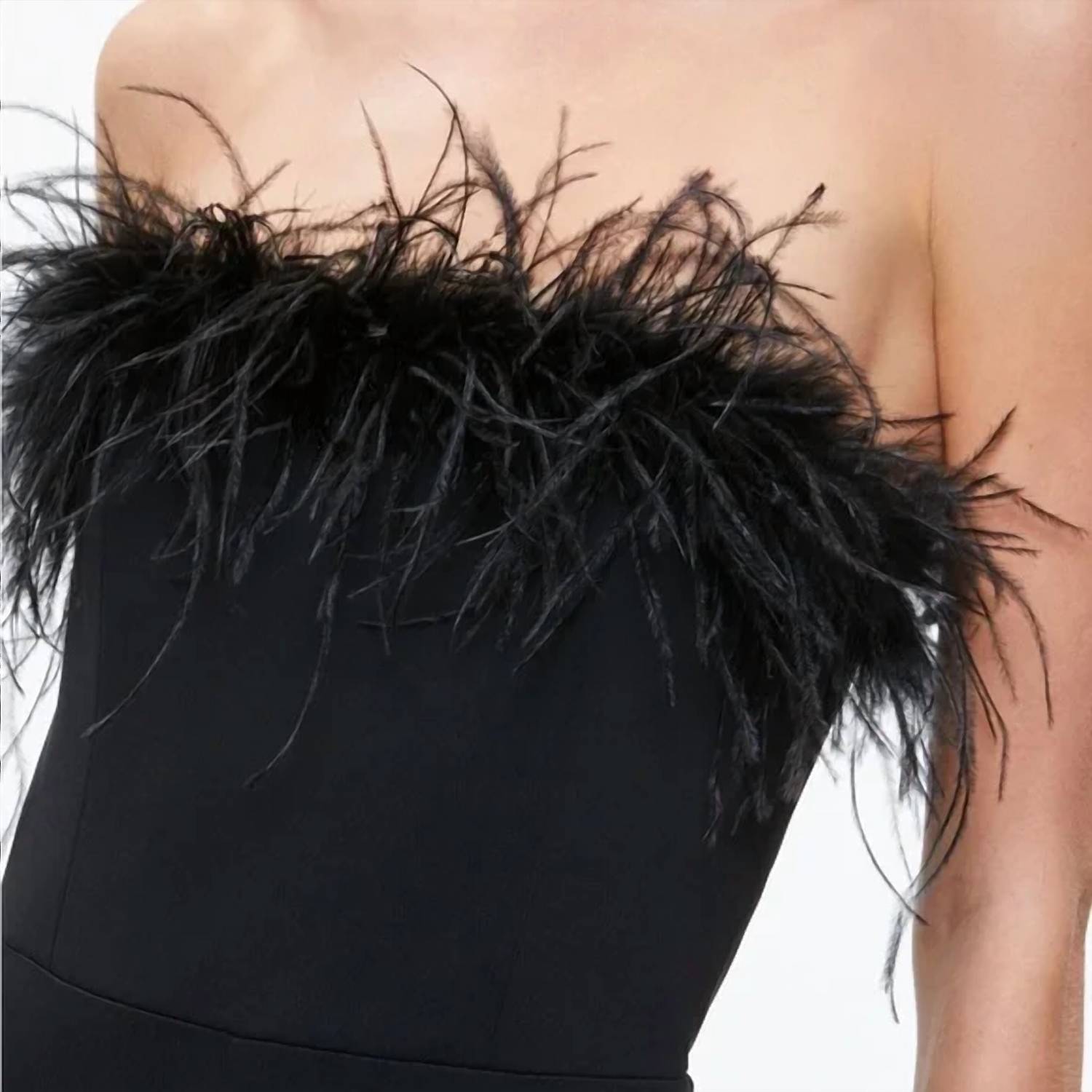 Alice + Olivia - Women's Feather Trim Jumpsuit