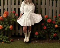 She + Sky - Ruffle Sleeve Mini Dress With Tie Belt