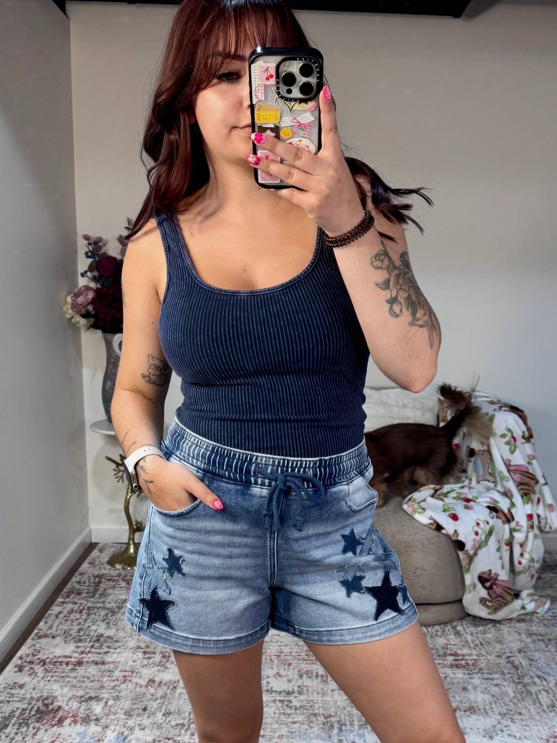 Risen - Harper Slouchy Shorts With Star Patched