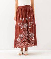 Karen Kane - Cut-Out Embroidery Midi Skirt