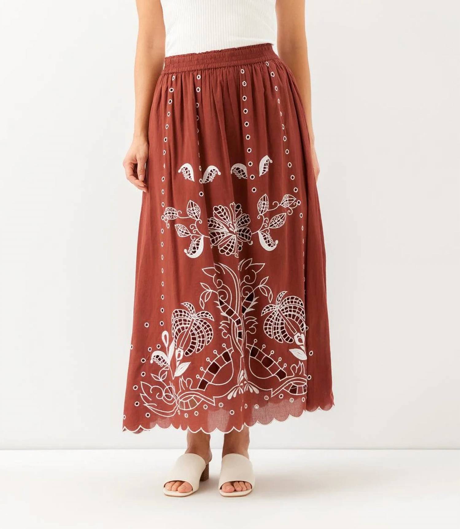 Karen Kane - Cut-Out Embroidery Midi Skirt