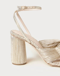 Loeffler Randall - Women's Camellia Platinum Pleated Bow Heel Sandals