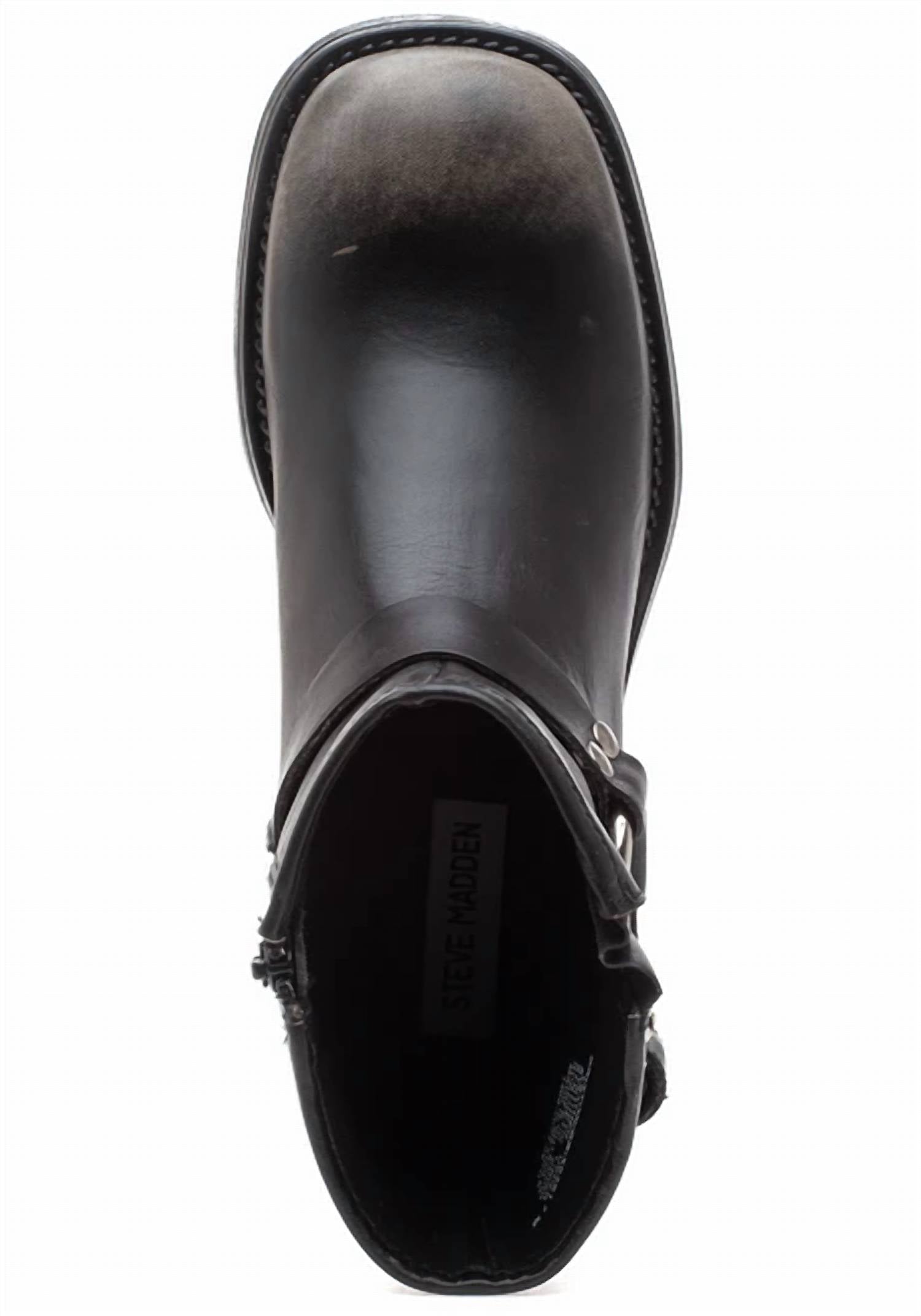 STEVE MADDEN Women's Brixton Bootie in distressed black - women's shoe - alternate view