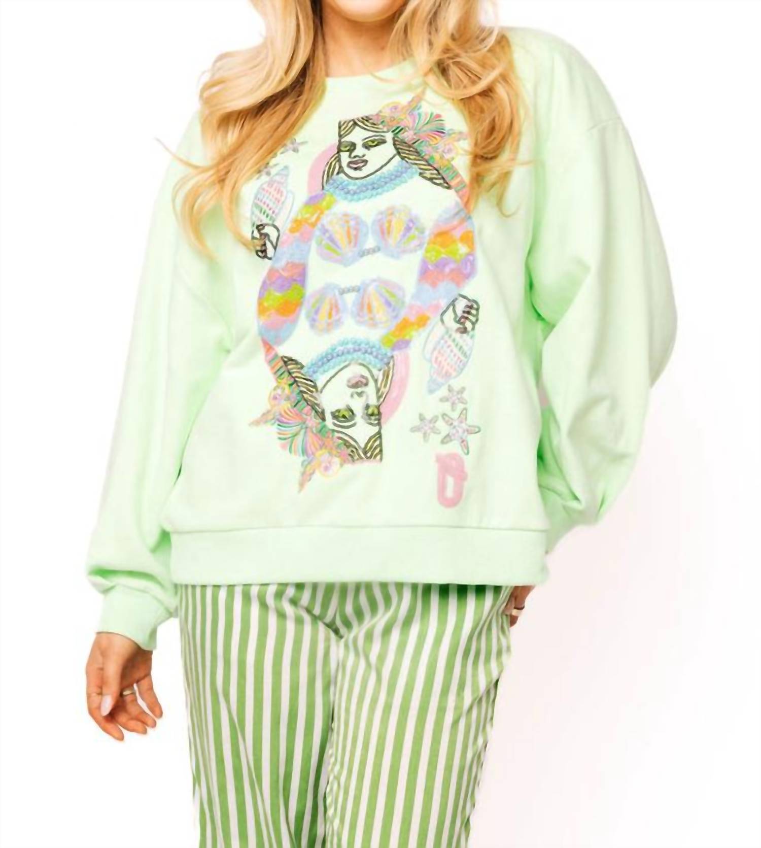 Queen Of Sparkles - Queen Of The Sea Card Logo Sweatshirt
