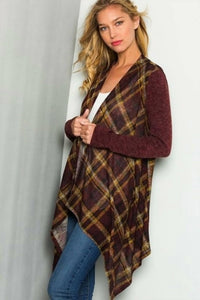 Style Usa - Feeling Like Fall Plaid Cardigan