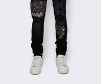 Amiri Artpatch Paint Checker Jeans in aged black - men's jeans