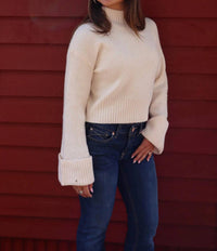 Sage The Label - Mock Neck Foldover Sleeve Sweater