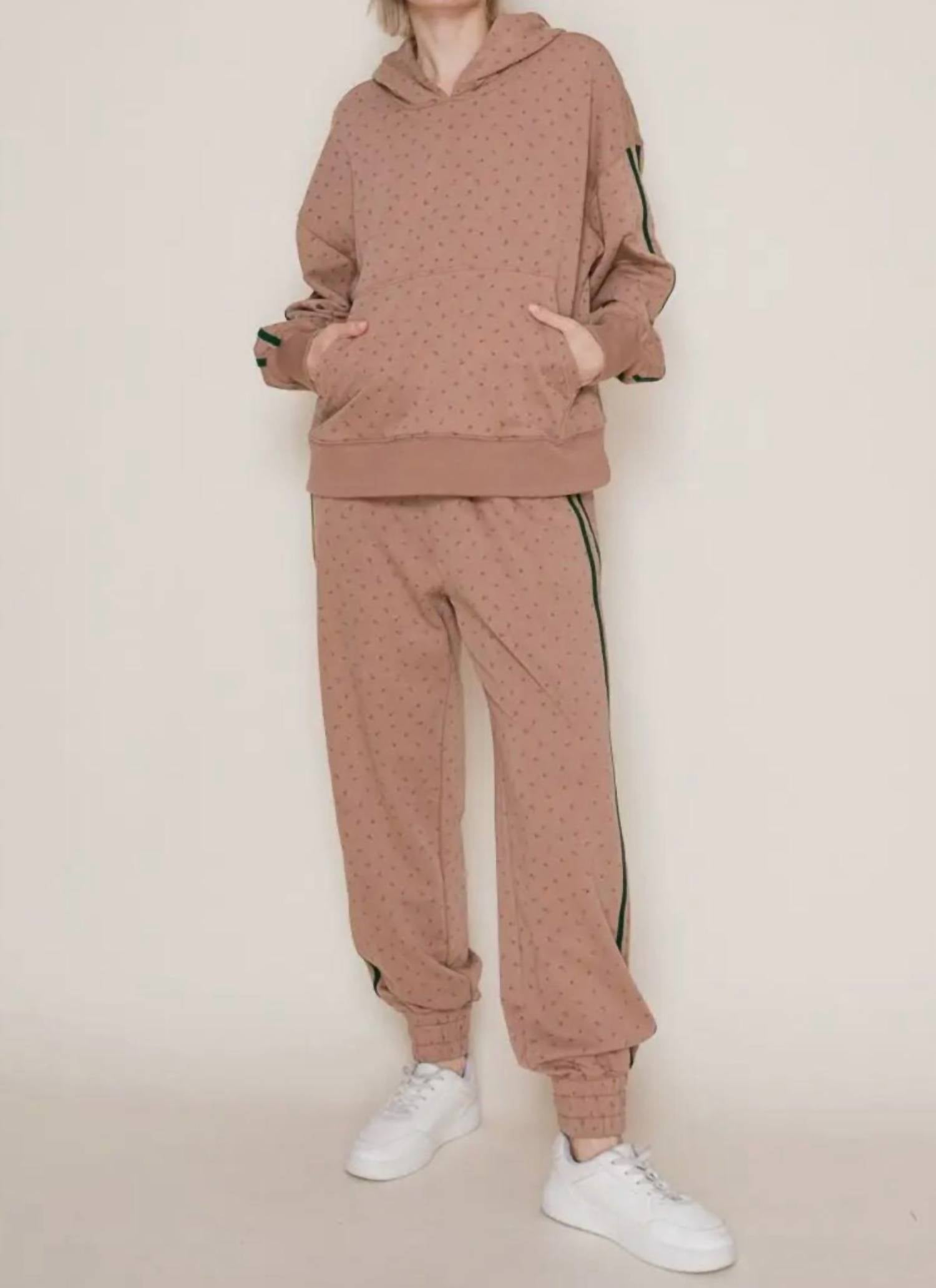 White Birch Teagan Blossom Hoodie Sweatshirt in toffee - women's top - alternate view