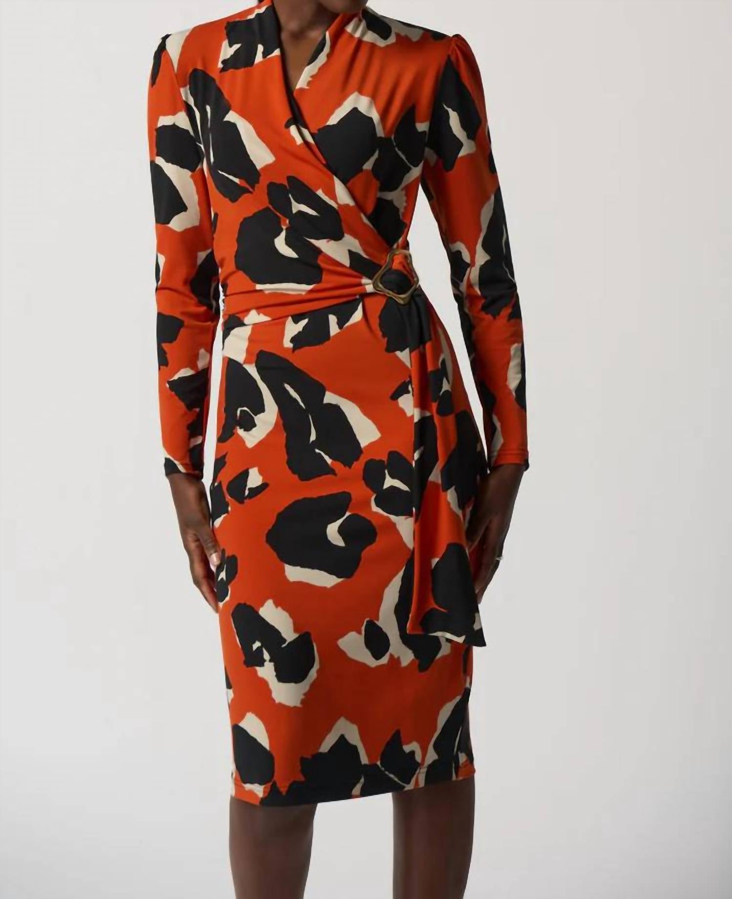 Joseph Ribkoff - Faux Wrap Midi Dress