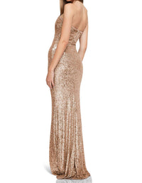 NOOKIE Lumiere Gown Sequince Maxi Dress in gold - women's dress - detail view
