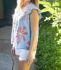 Voy - Applique Floral Ruffle Top