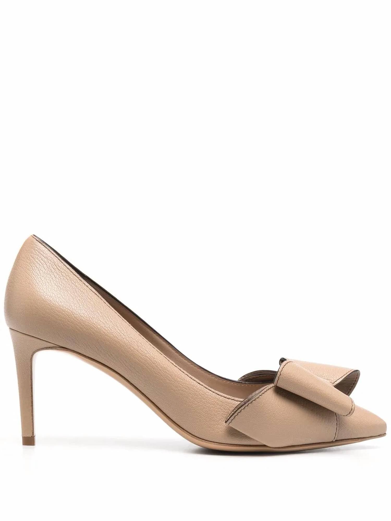 Salvatore Ferragamo Women's Double Bow Leather Pumps in beige - women's heels - view 111
