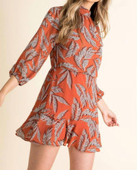 Thml - Amberliss Leaf Print High-Neck Dress