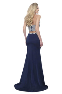 Blush Prom - Satin Crepe Beaded Two Piece Gown