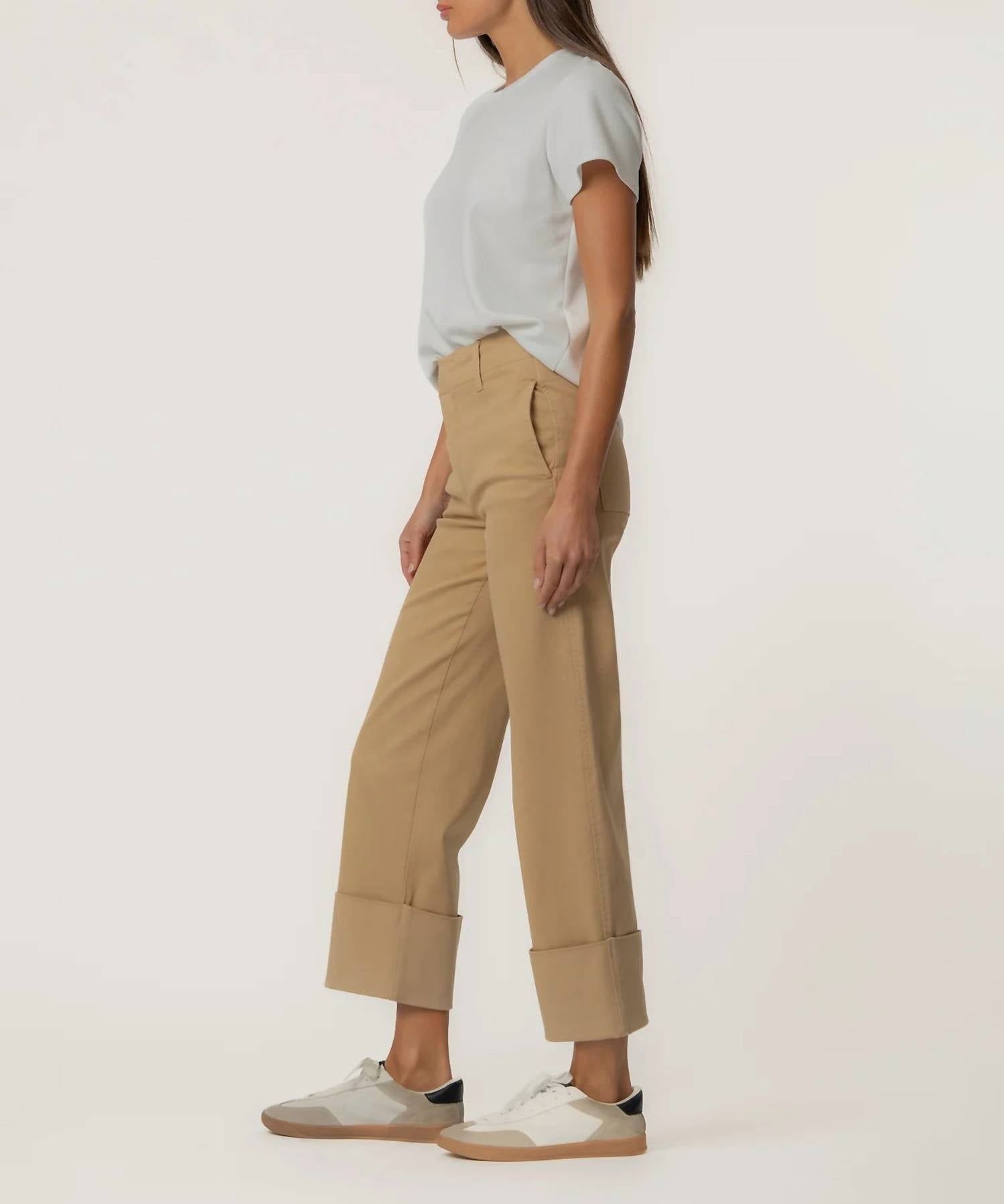 KUT FROM THE KLOTH Sienna High Rise Straight Leg Pants in khaki - women's pants - alternate view
