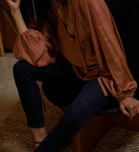 By Together Sue Satin Top in terracotta - women's blouse - view 4