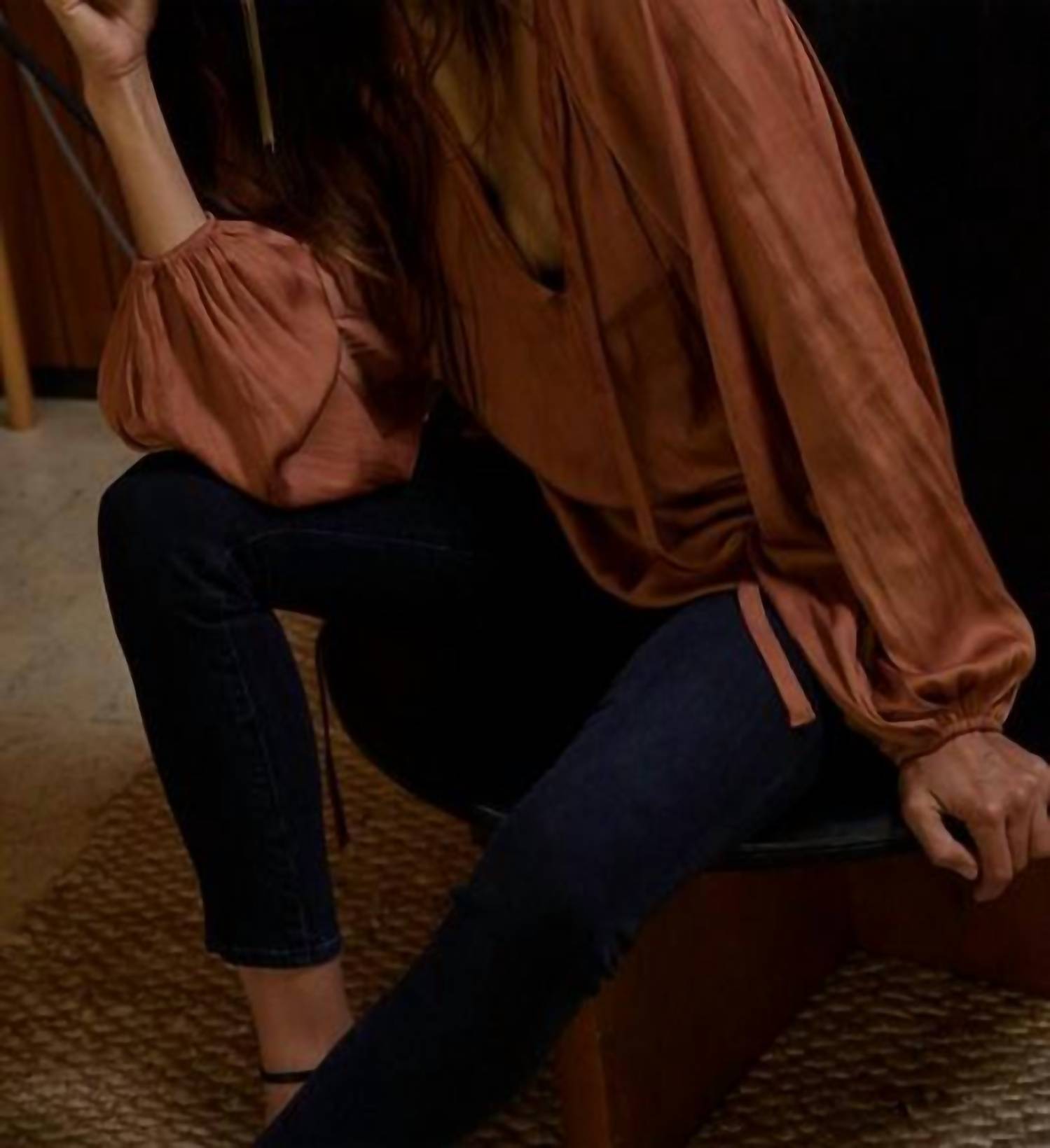 By Together Sue Satin Top in terracotta - women's blouse - view 4