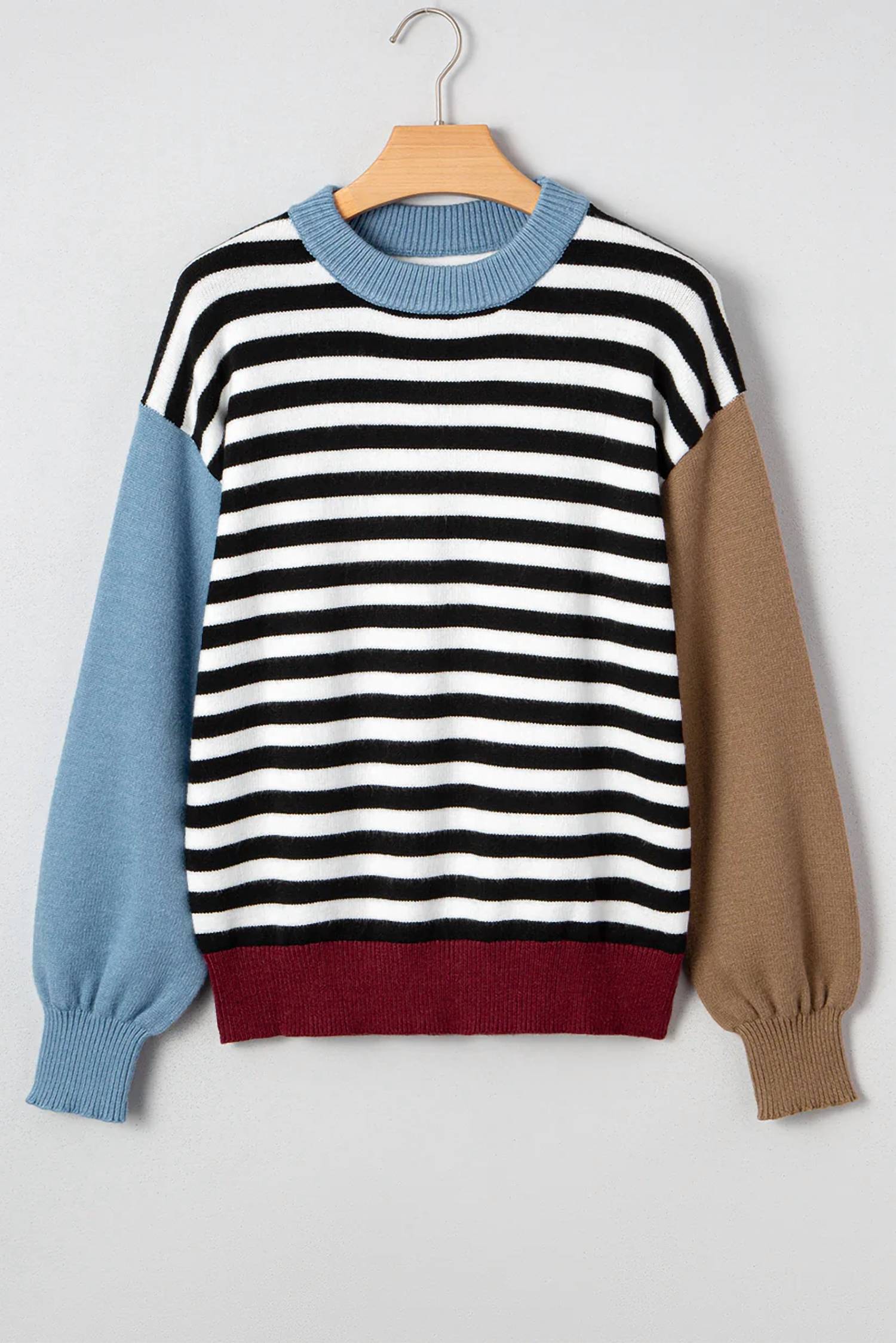 Shewin - Striped Color Block Sweater