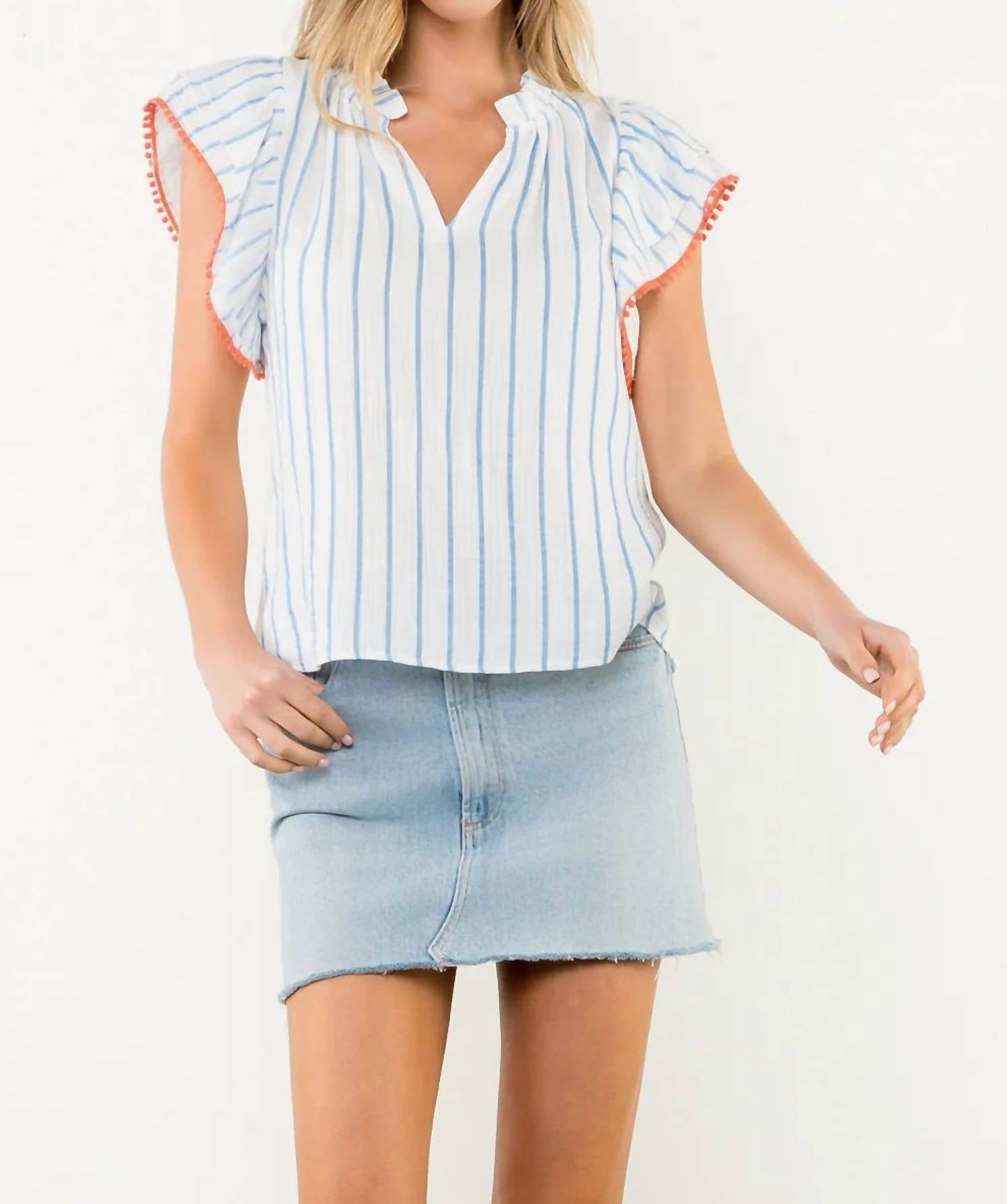 Thml - Flutter Sleeve Striped Top