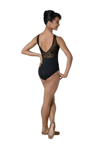 Danznmotion - Celeste Sheer Flock Boatneck Tank Leotard