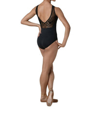 Danznmotion - Celeste Sheer Flock Boatneck Tank Leotard