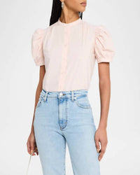 Frame - Gathered Short Sleeve Button Front Top