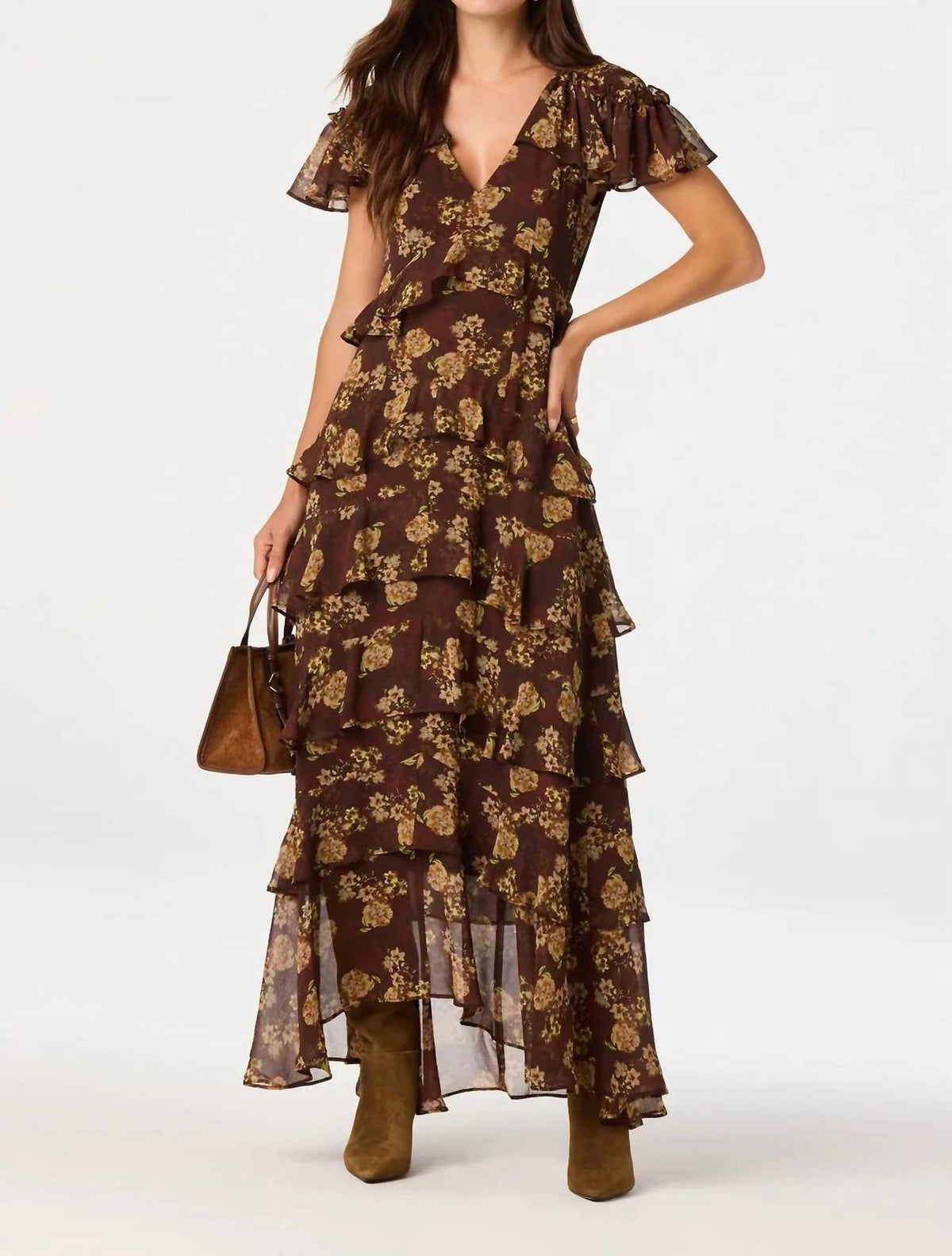 Astr - Odalys Flutter Sleeve Maxi Dress