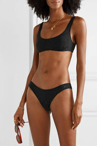 SOLID & STRIPED Elle Top in jacquard leopard - women's swimwear