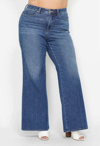 Judy Blue - Women's Chrissa Tummy Control Retro Wide Leg Jeans