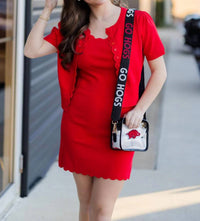 Day + Moon - Scalloped Summer Knit Mini Dress