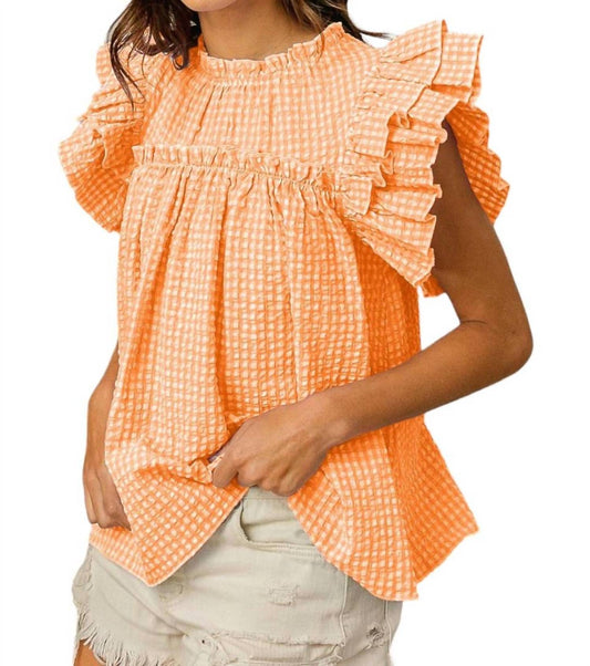 Bibi - Crinkle Gingham Top