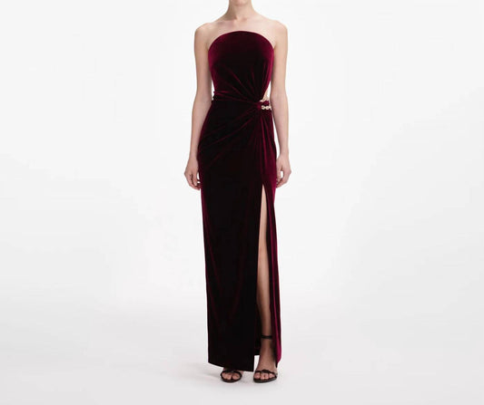 Self-Portrait - Velvet Bandeau Maxi Dress