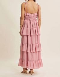 In February - Call For Romance Ruffled Wool Dobby Maxi Dress