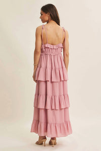 In February - Call For Romance Ruffled Wool Dobby Maxi Dress